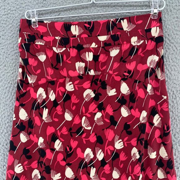 CAbi Skirt Womens 0 Corsage Red Pink Floral A Line Ruched Midi Flat Front Flowy - Picture 4 of 11